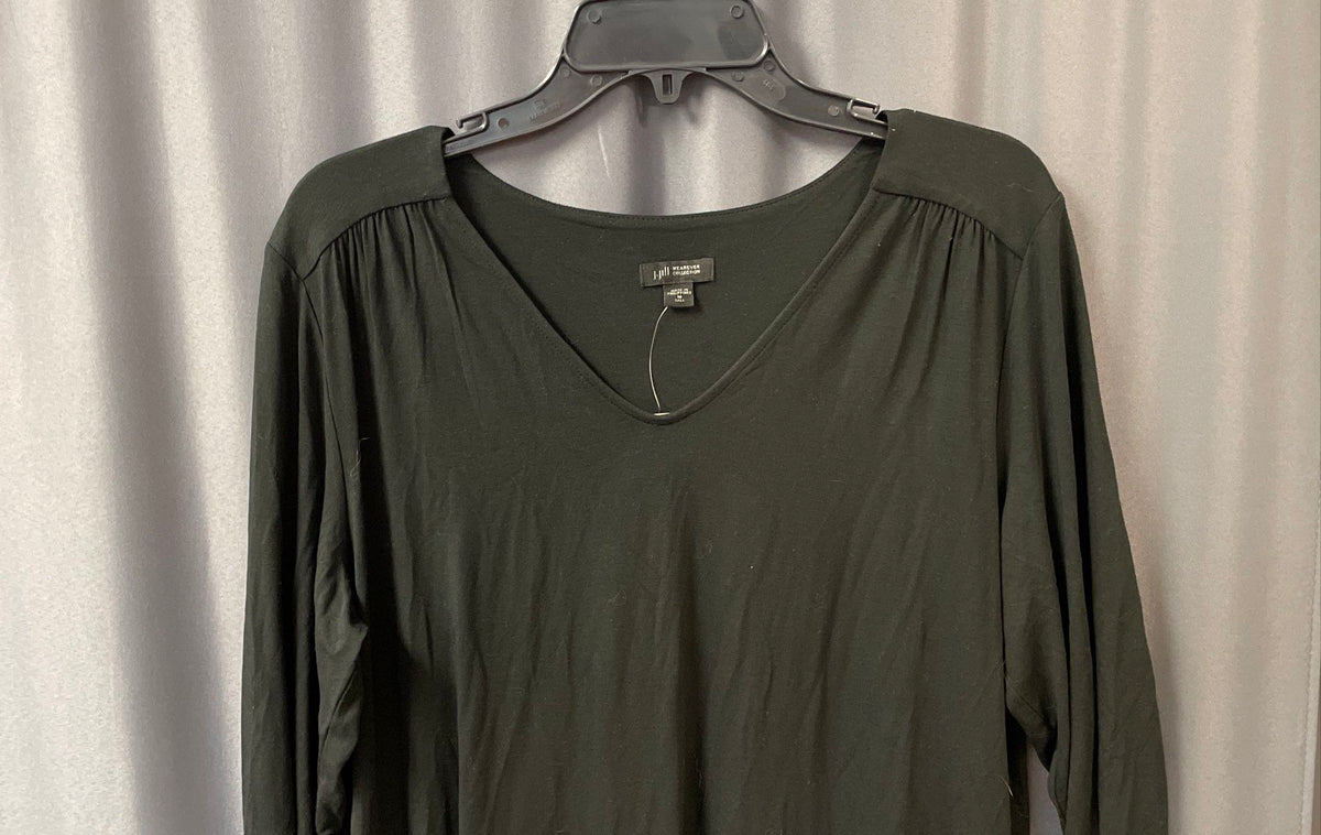 J. Jill Women's Wearever Black V-Neck Long Sleeve Shirt Sz MT NWT