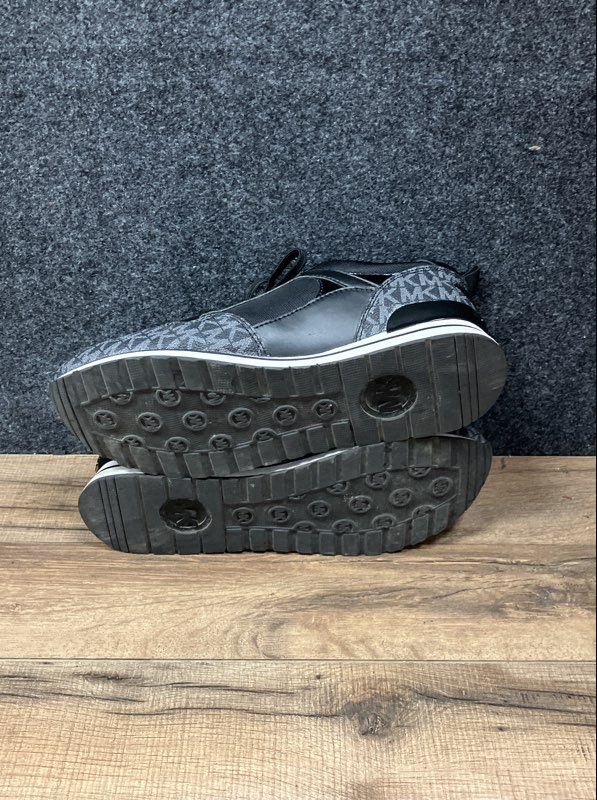 Michael Kors Billie Black Grey Monogram Low Top Trainer Sneakers Womens Size 8