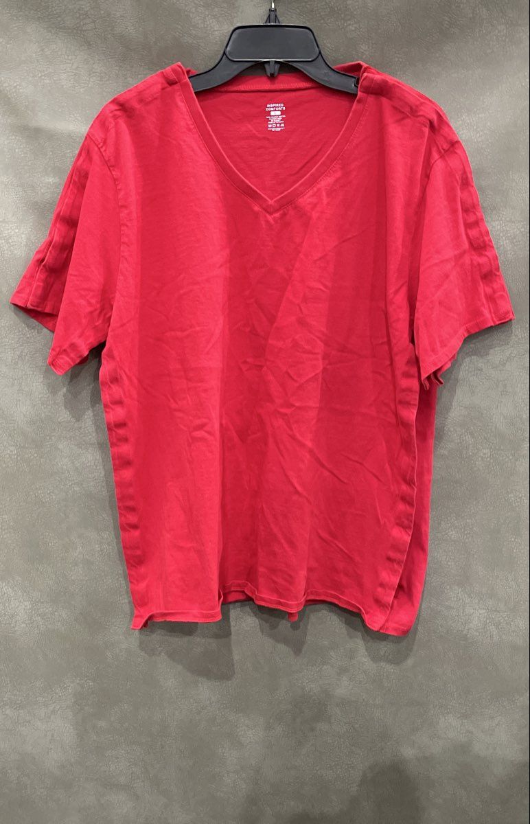 Inspired Comforts Men's Red Adaptive Side Snap Post Surgery T-Shirt V-Neck Sz L