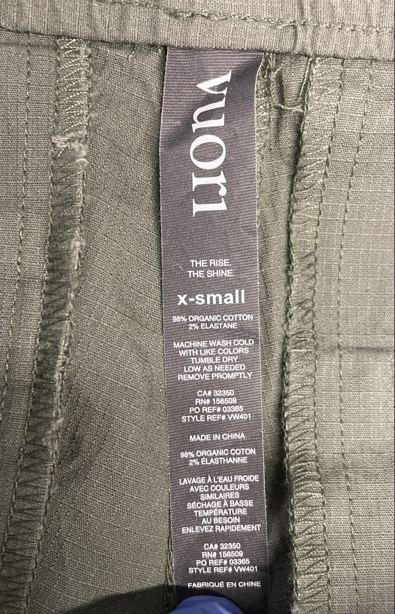 Vuori Women's Sage Green Ripstop Cotton Cargo Drawstring Pants Sz XS