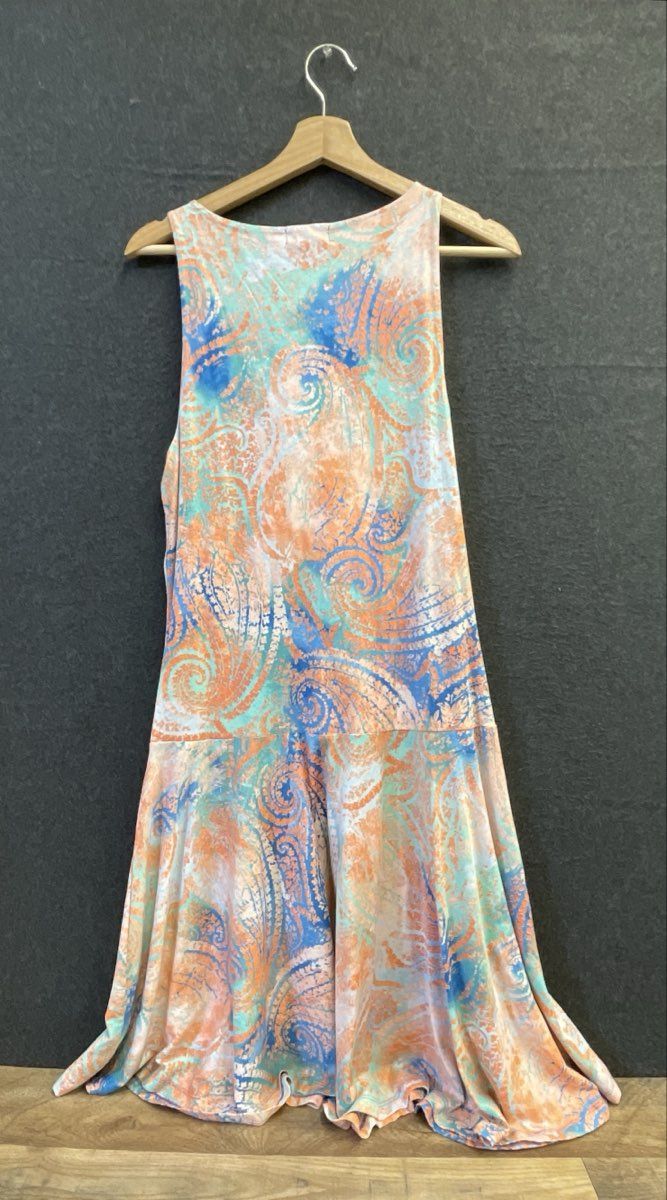 Lauren Jeans Co. Women's Paisley Ruffle Lace Up Sleeveless Cotton Dress Sz M NWT