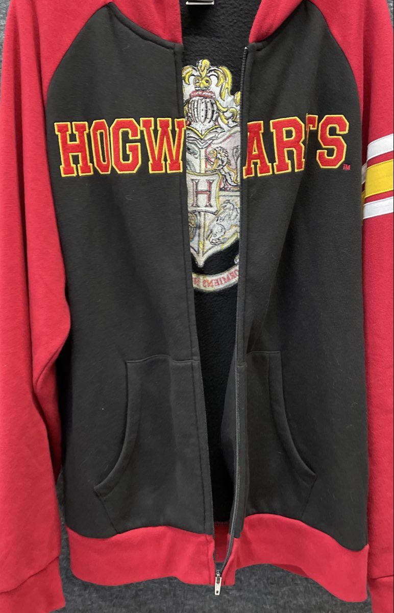 Universal Studios Men's Harry Potter Hogwarts Crest Full Zip Hoodie Black Red XL