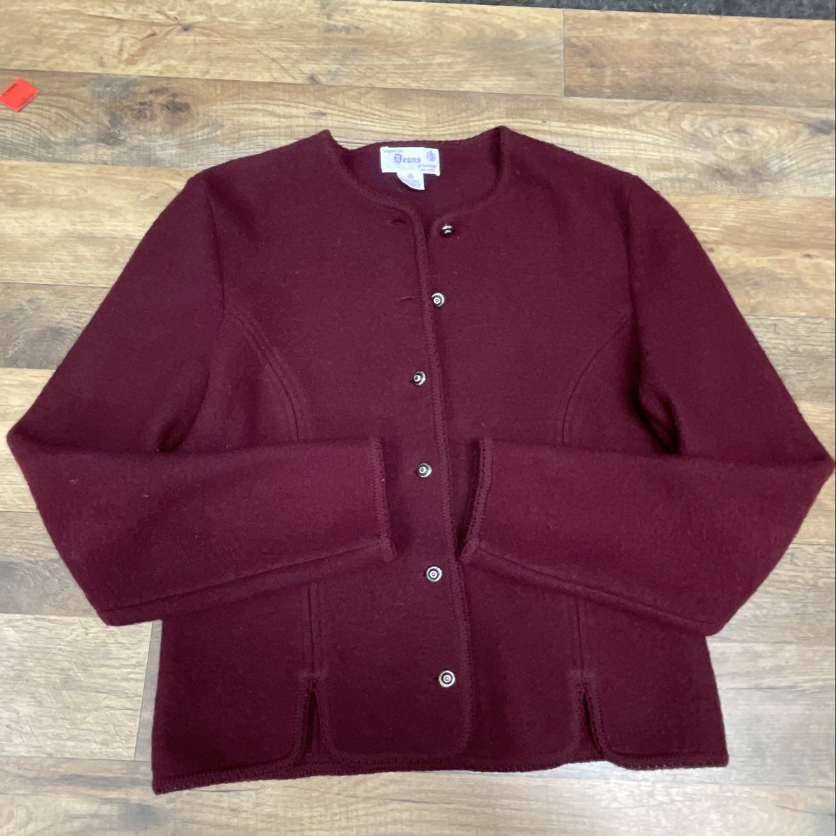 Vintage 90s Deans of Scotland Women's Purple Pure Wool Cardigan Sweater Sz 6