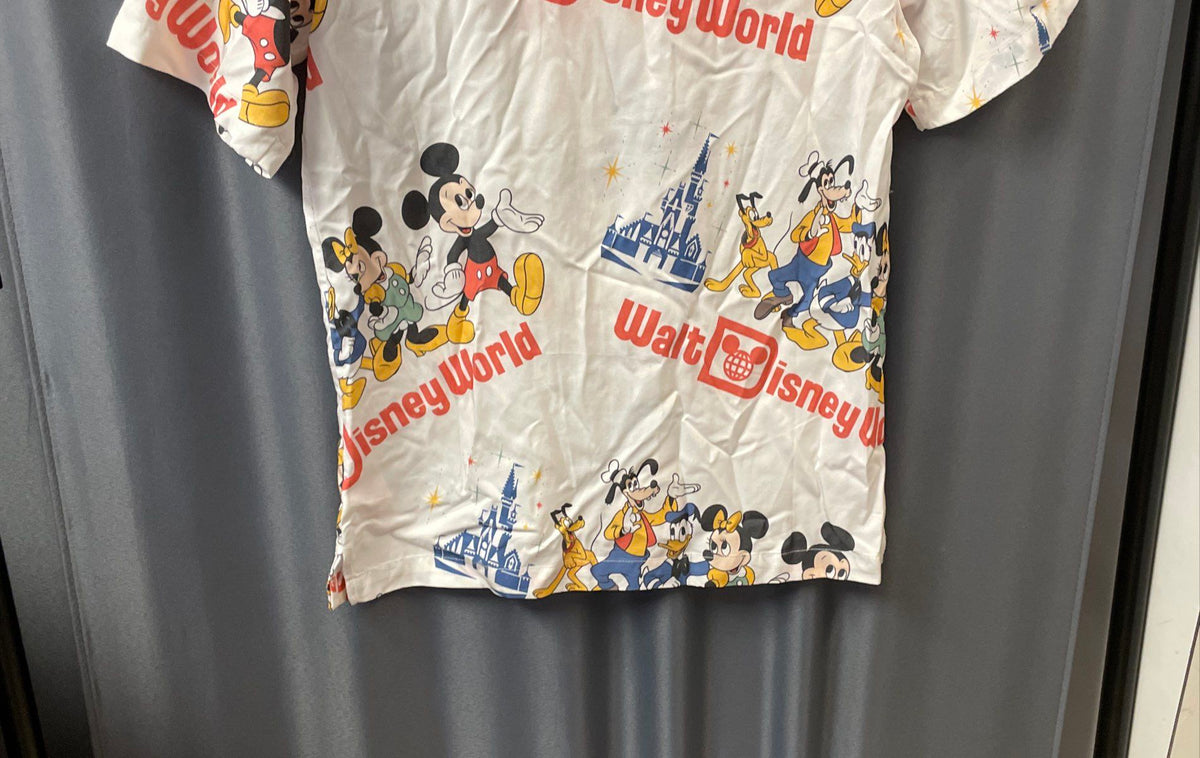 Walt Disney World 50th Anniversary Vault Collection Aloha Shirt White Mickey XS