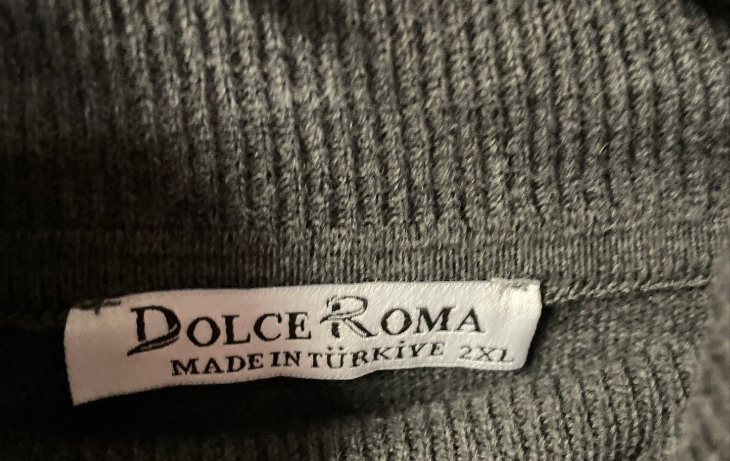 Dolce Roma Men's Charcoal Gray Wool Blend Turtleneck Sweater NWT Sz 2XL