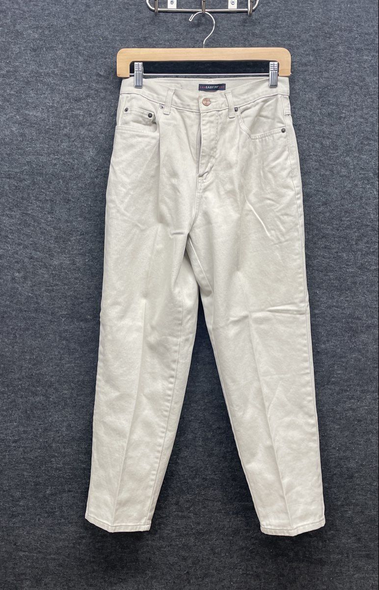 Vintage 90s Bill Blass Women's Off-White Petite Easy Fit High Rise Jeans Sz 6P