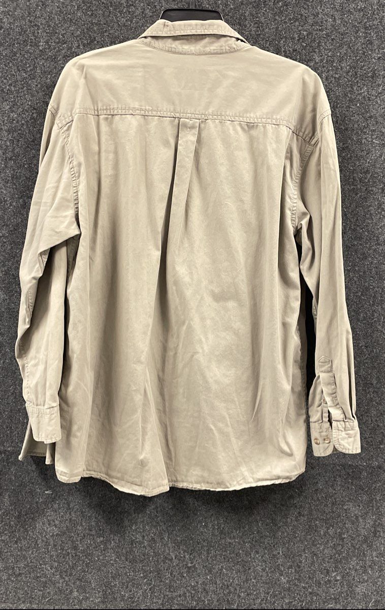 Army Navy Men's Tan Cotton Khaki Long Sleeve Button Down Workwear Shirt Sz L