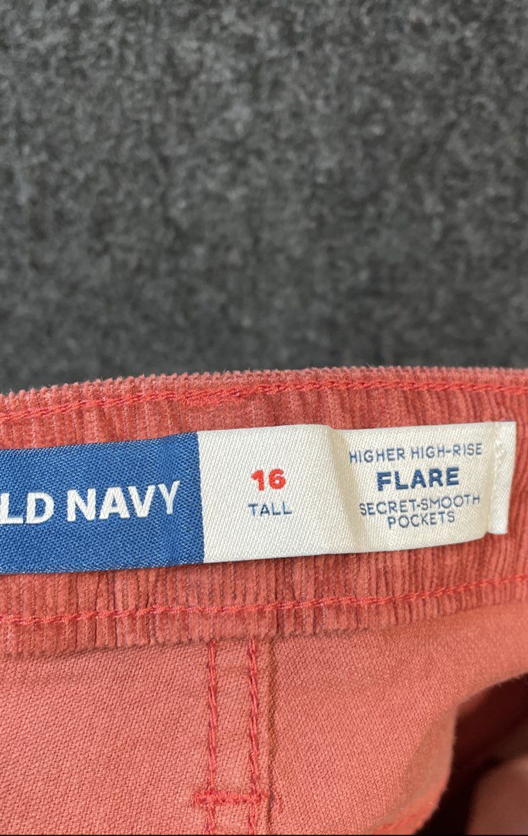 Old Navy Women's Higher High-Rise Flare Corduroy Pants Rose Pink Sz 16 Tall