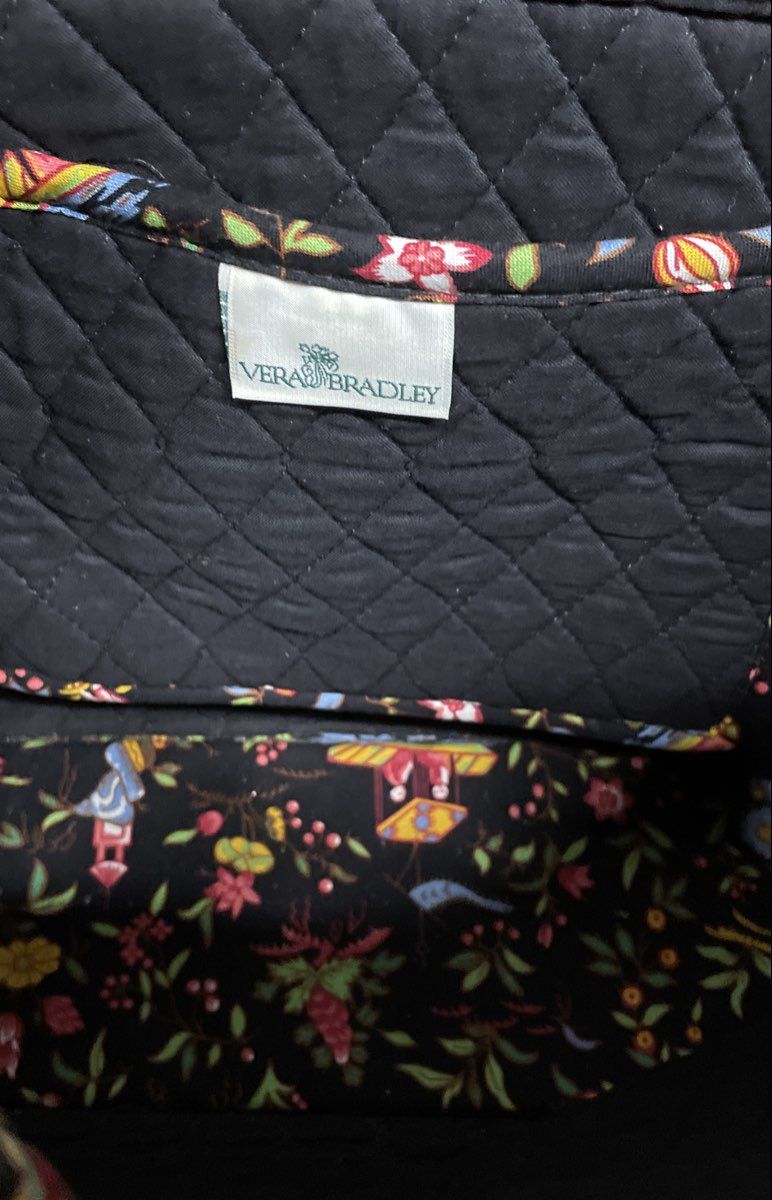 Vintage Vera Bradley Asian Flower Quilted Cotton Tote Bag and Zip Pouch Set