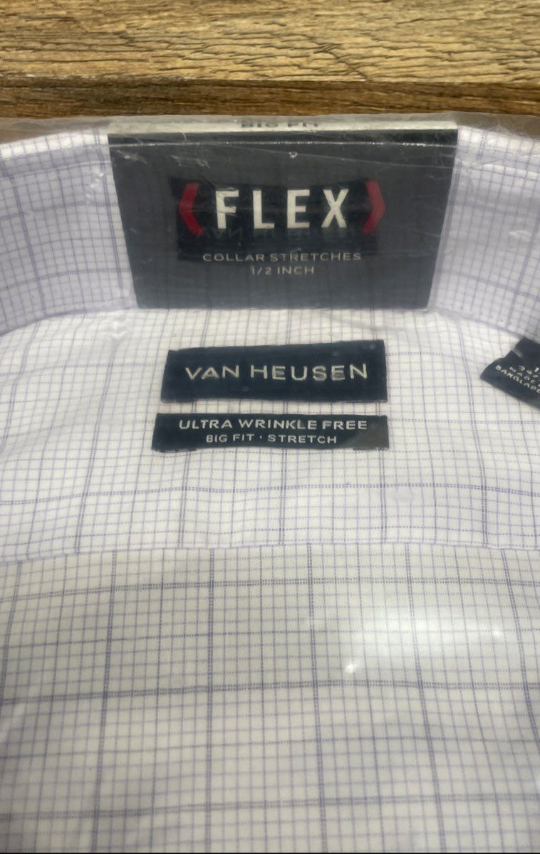 Van Heusen Men's Big Fit Dress Shirt Purple Rose Flex Collar Stretch NWT 19
