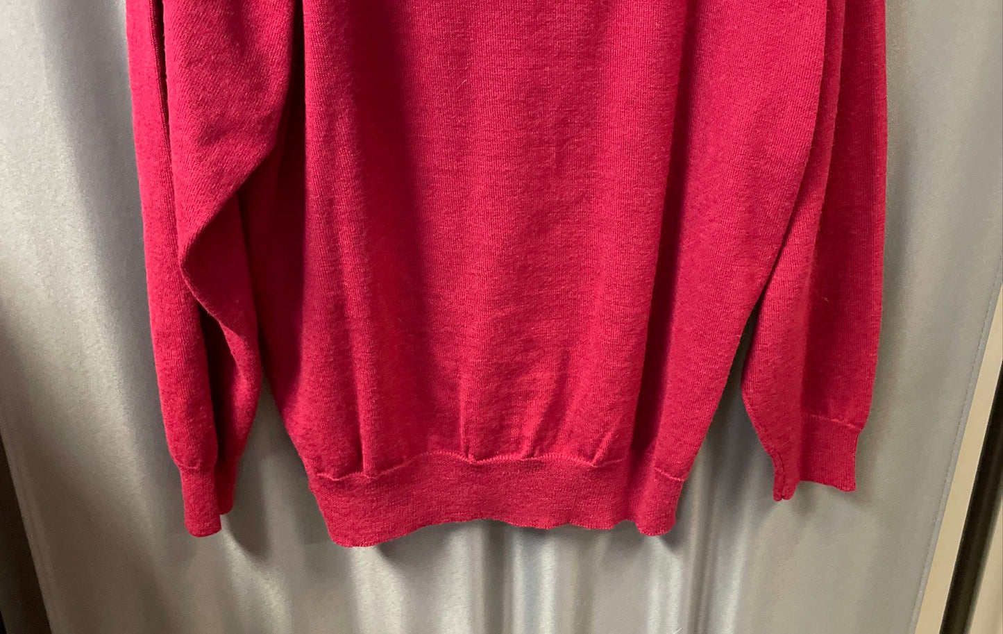 Vintage 90s Bleyle Women's Burgundy Merino Wool Mock Neck Back Zip Sweater XL