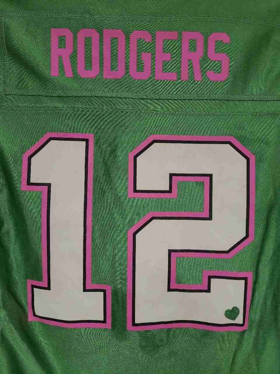 Reebok Women's Green Bay Packers Aaron Rodgers 12 Jersey Green Pink Sz S
