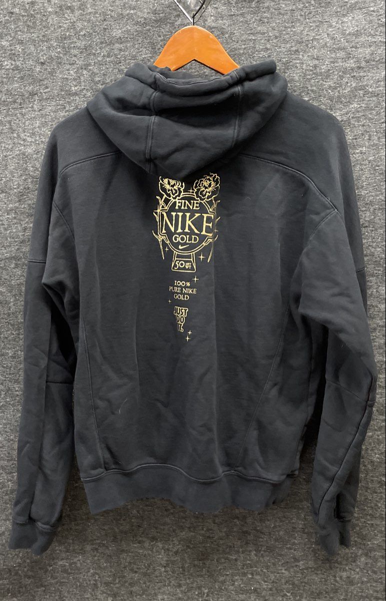 Nike Men's Pullover Hoodie Black Pure Nike Gold Graphic Floral Just Do It Sz S