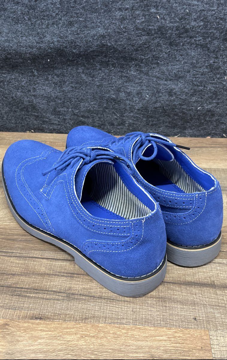 Alpineswiss S817 Blue Suede Wingtip Brogue Derby Dress Shoes Men's Size 10