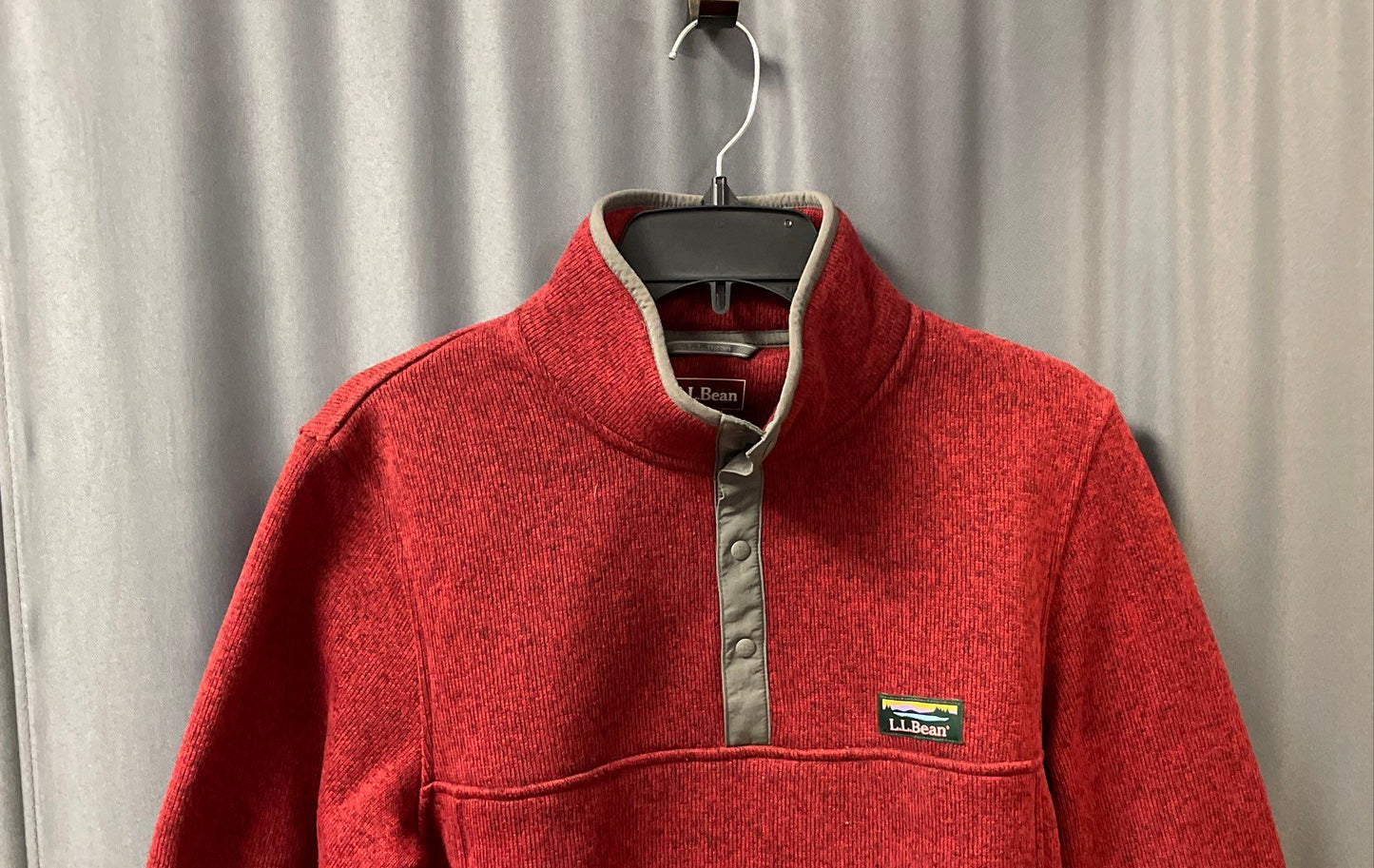 L.L. Bean Men's Red Heather Sweater Fleece 1/4 Snap Pullover Sz S Regular