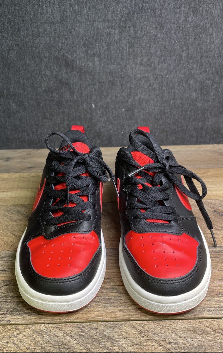 Nike Court Borough Low Recraft Black University Red Youth Sneakers Size 4Y