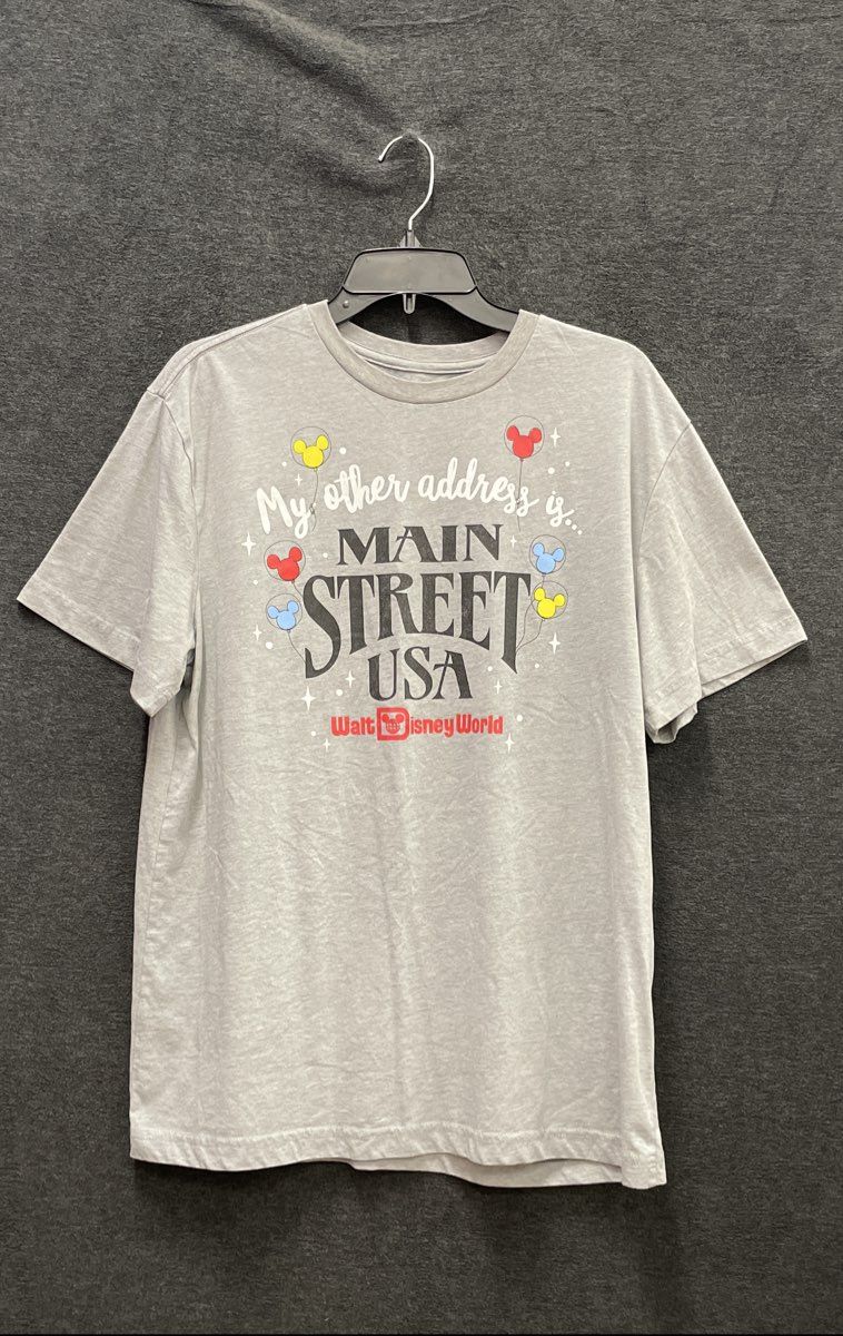 Disney Men's Main Street USA Walt Disney World Mickey Balloons Gray T-Shirt L
