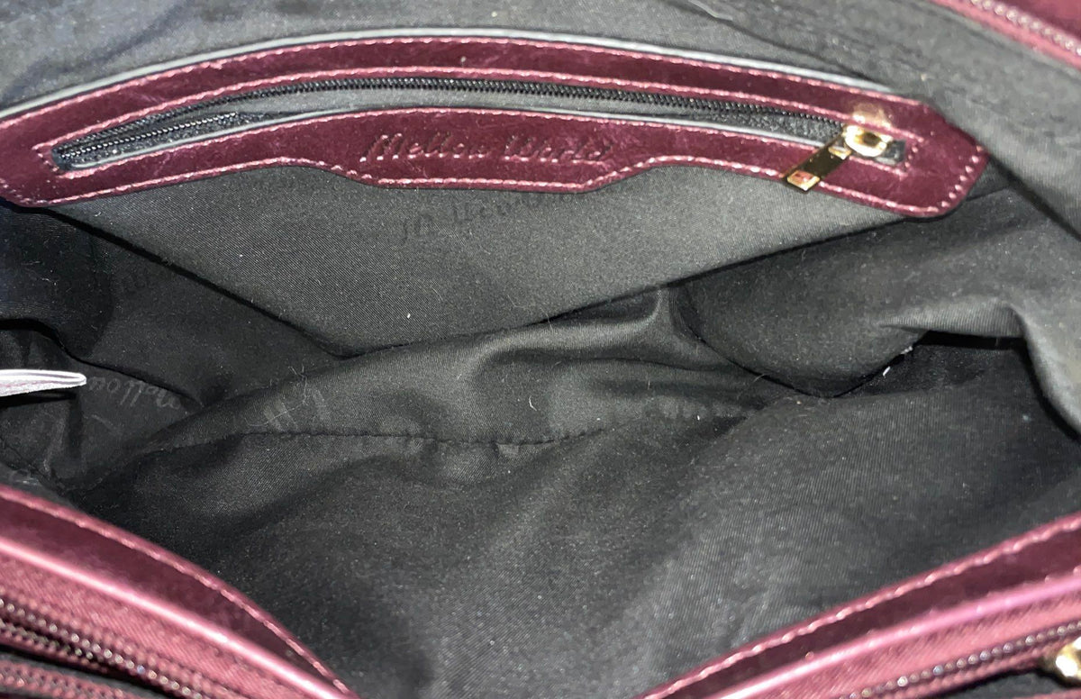 Mellow World Plum Floral Embossed Satchel Handbag Crossbody Bag