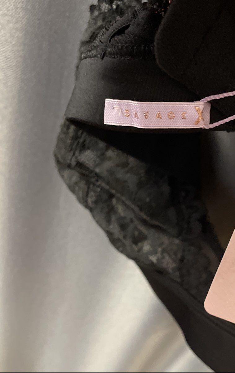 Savage x Fenty Women's Black Floral Lace Bralette Bra Unlined NWT Size Large