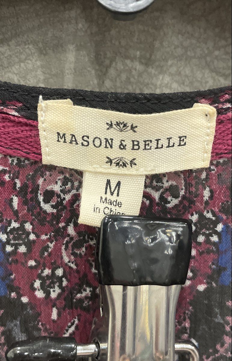 Mason & Belle Women's Purple Floral Sheer Open Kimono Cardigan Crochet Sz M