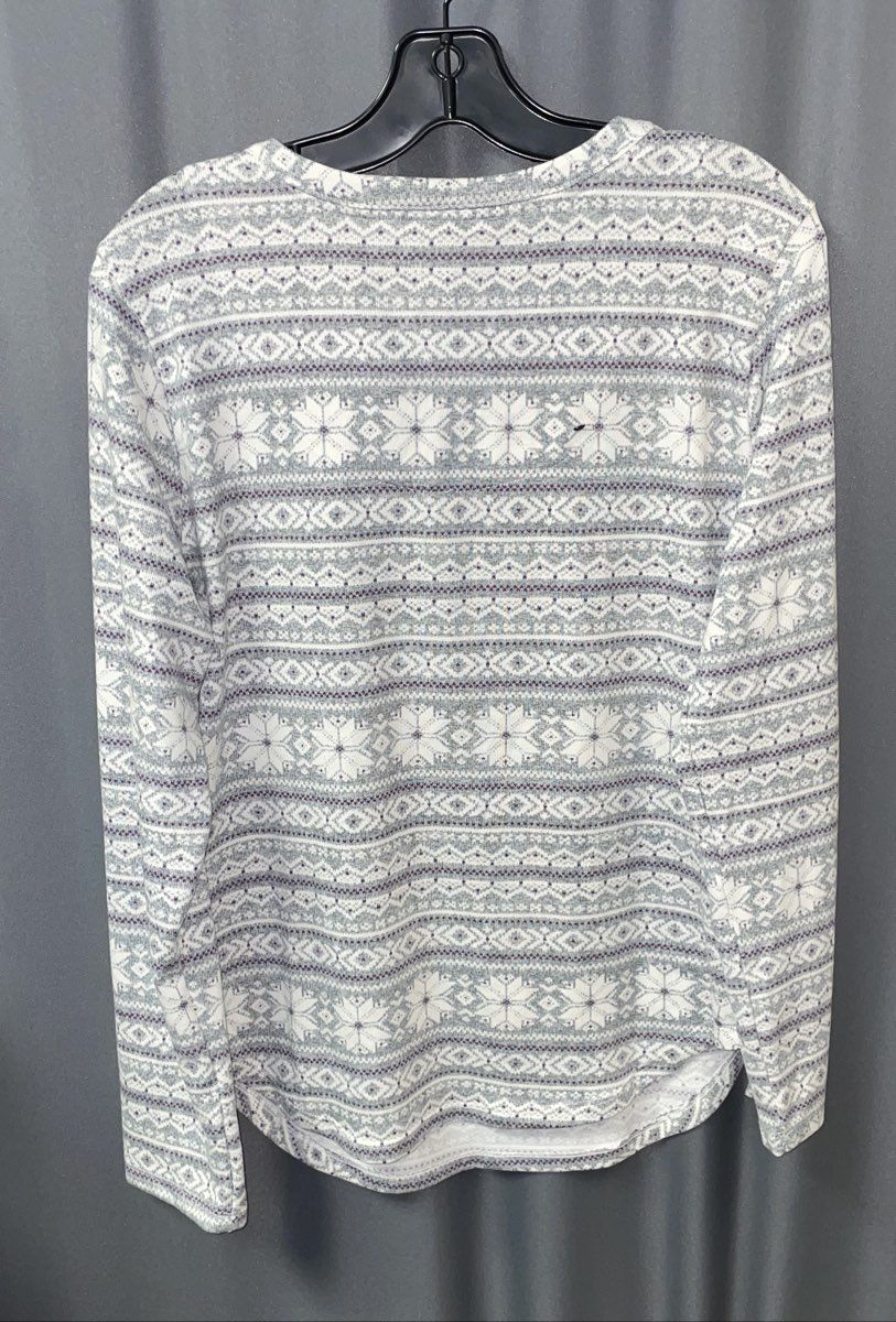 Women's White/Purple/Grey Lauren Ralph Lauren Long Sleeve Pajama Shirt - Size M