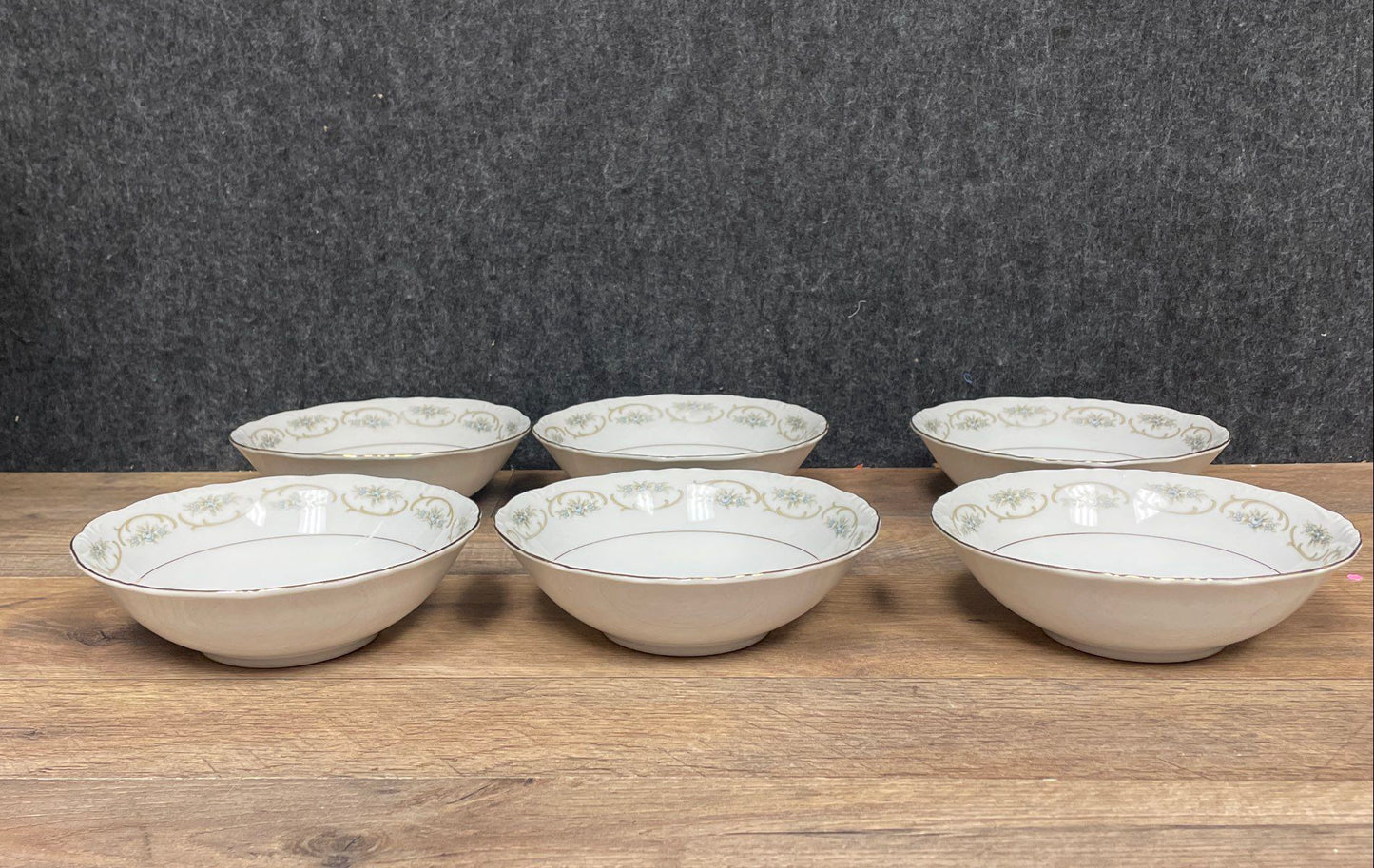 Noritake Cameo 3553 Coupe Soup Bowls Set of 6 Vintage China Gold Trim