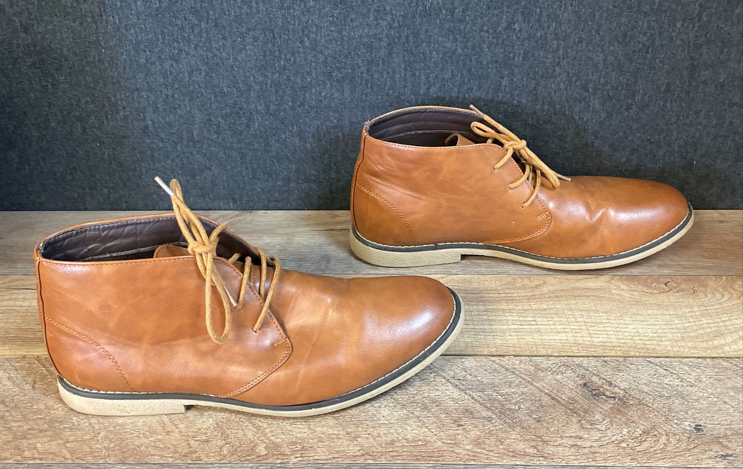 London Fog Broadstreet Brown Faux Leather Chukka Desert Boots Men's Size 13M