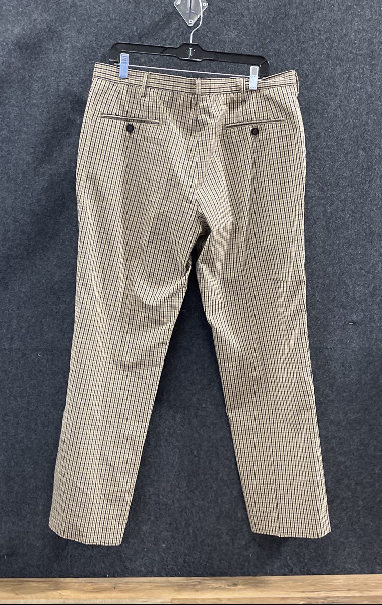 Etro Men's Tan Plaid Gingham Cotton Straight Leg Dress Pants Size 54