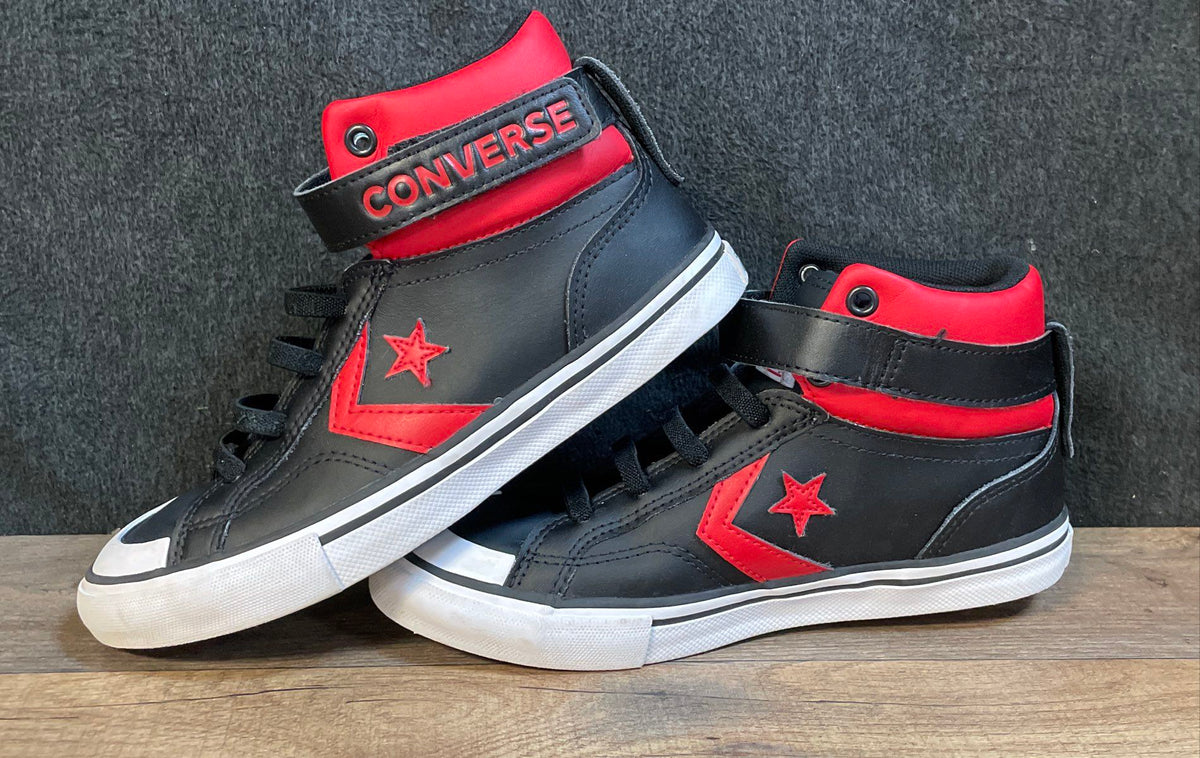 Converse Pro Blaze Strap Black Red White High Top Youth Sneakers Size 2.5