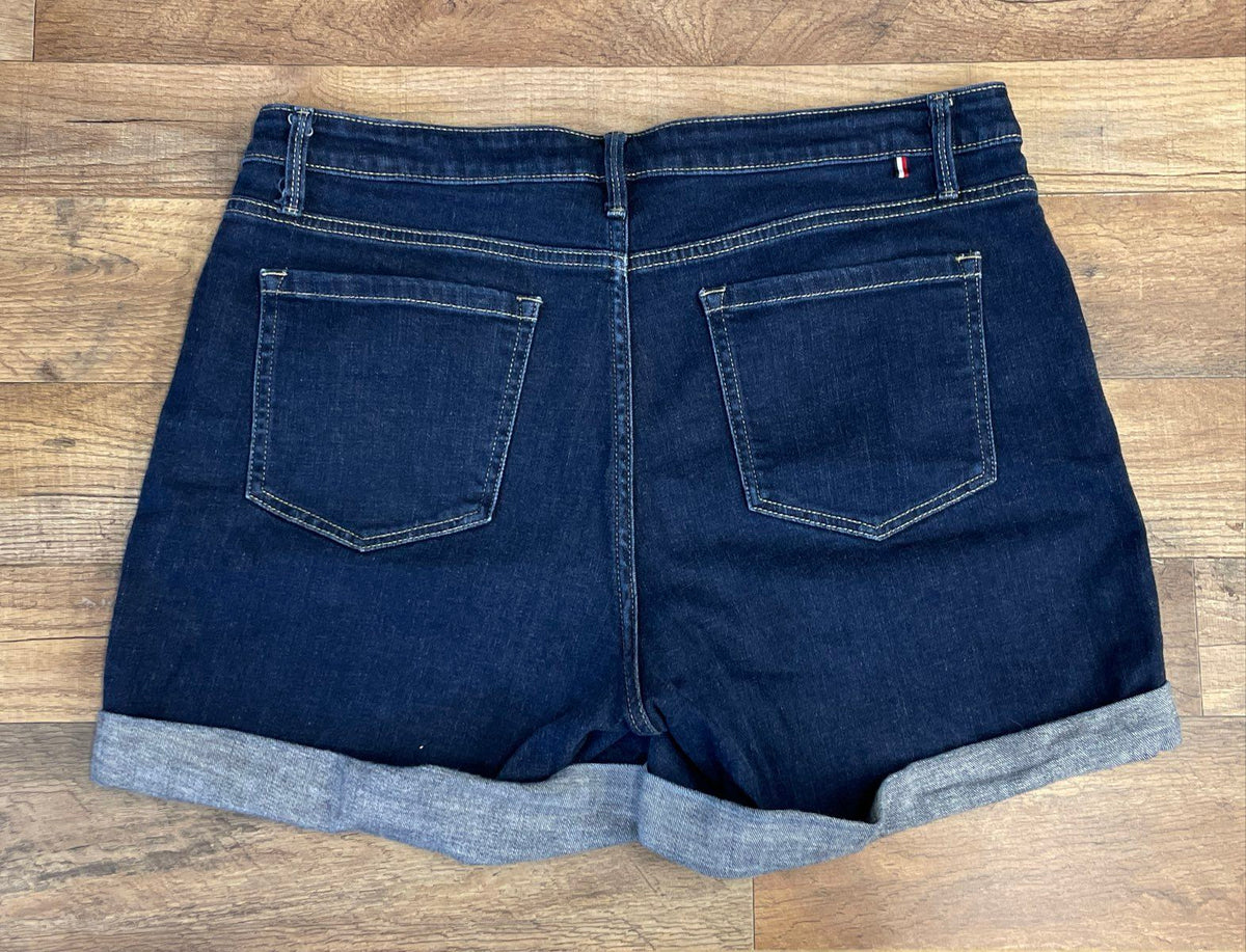 Tommy Hilfiger Women's Greenwich Dark Wash Denim Cuffed Shorts Sz 12