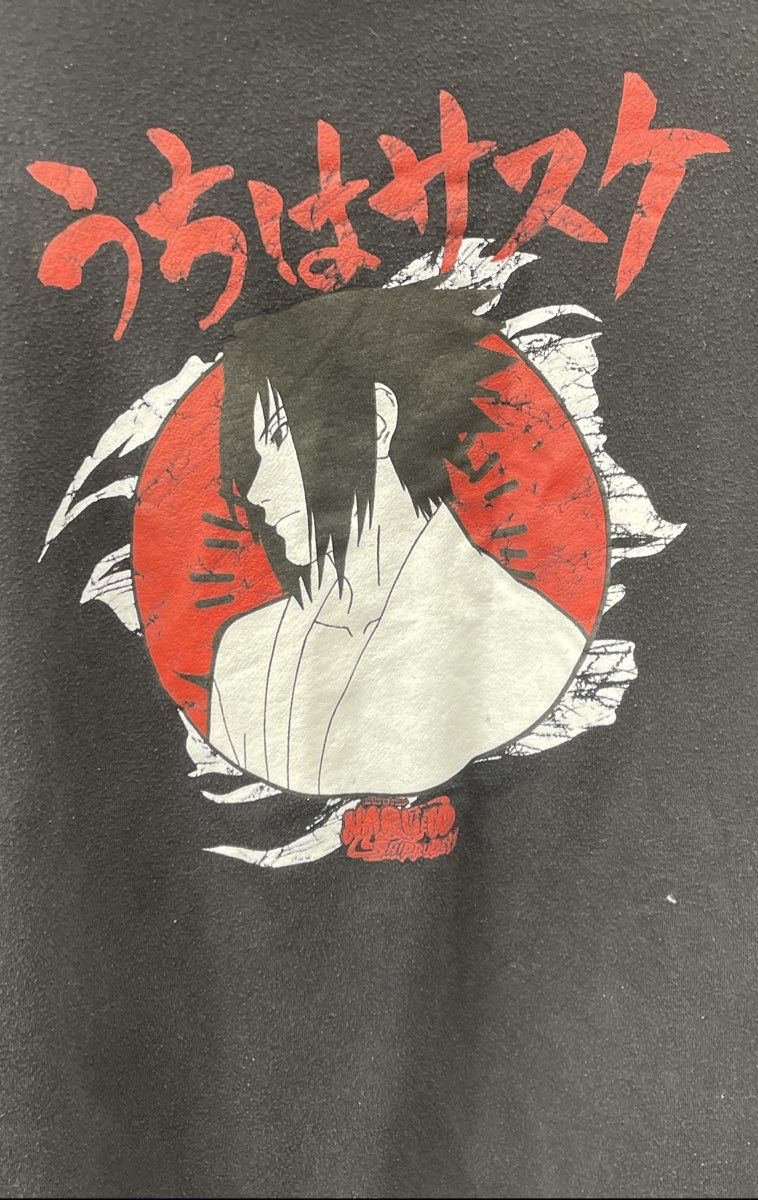 Naruto Shippuden Men's Black Sasuke Uchiha Sharingan Graphic Pullover Hoodie