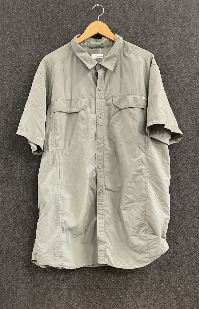 Columbia Men's Gray Short Sleeve Button Down Fishing Hiking Shirt Size 3XT