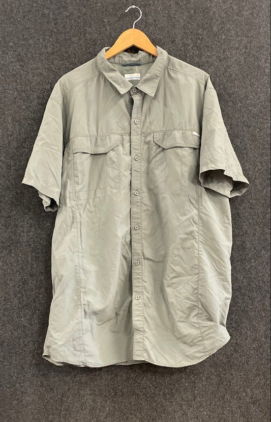Columbia Men's Gray Short Sleeve Button Down Fishing Hiking Shirt Size 3XT