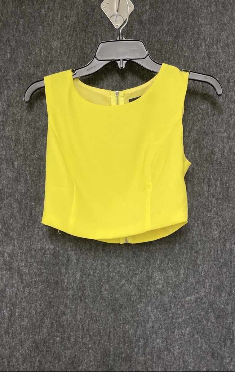 LuLu's Women's Yellow 2-Piece Crop Top Pleated Midi Skirt Set Size M
