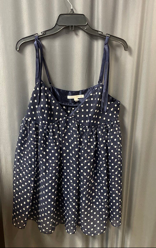 Victoria's Secret Women's Blue Polka Dot Negligee Babydoll Top Sheer L