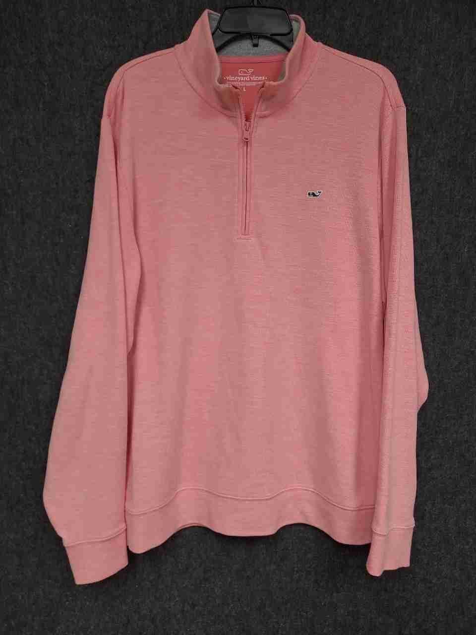 Vineyard Vines Men's Pink Cotton Blend 1/4 Zip Pullover Sweatshirt Sz L