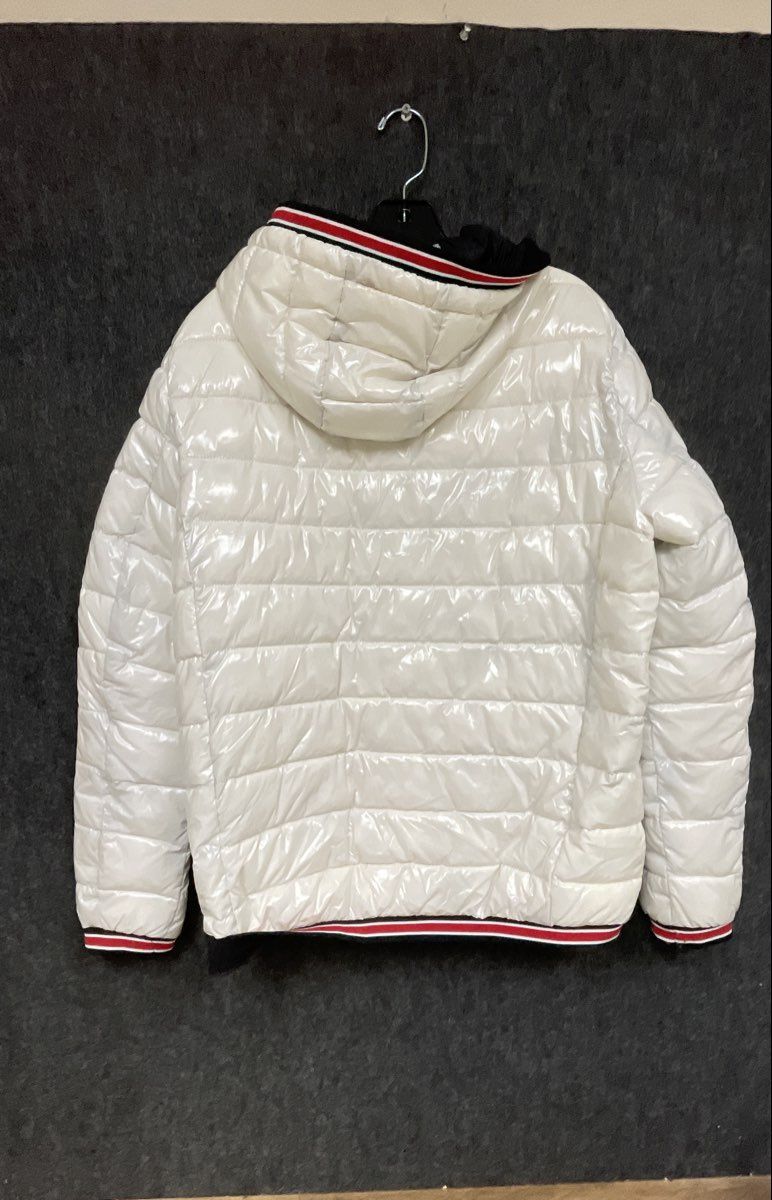 Calvin Klein Men's White Shiny Puffer Jacket Hooded Water Resistant Sz M