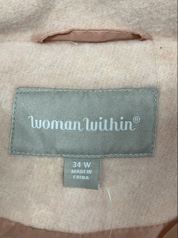 Woman Within Women's Pink Faux Fur Trim Hooded Parka Jacket Plus Size 34W