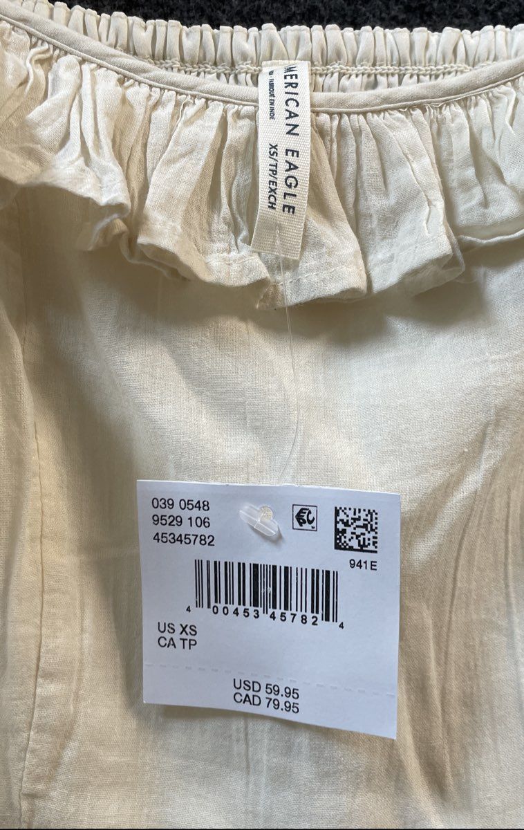 American Eagle Women's White Cotton Ruffle Tiered Mini Dress NWT Sz XS