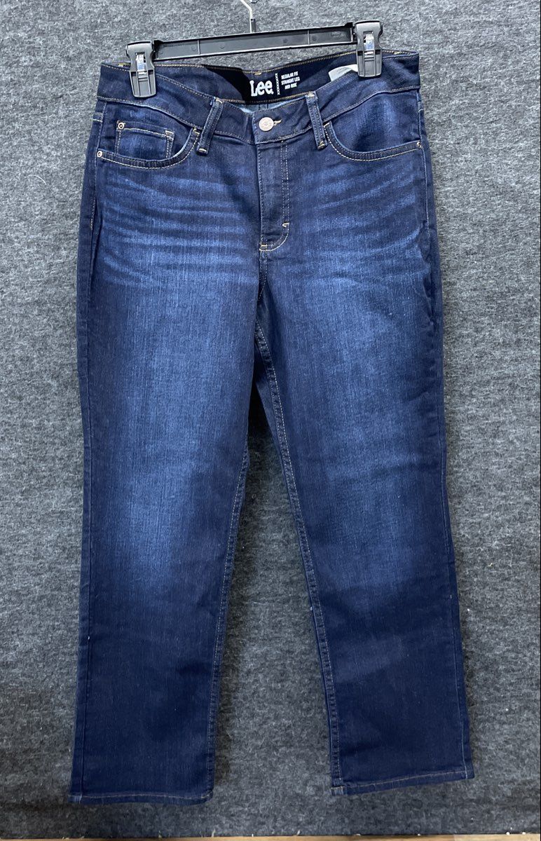Lee Women's Jeans Deep Indigo Regular Fit Straight Leg Mid Rise NWT Sz 10P