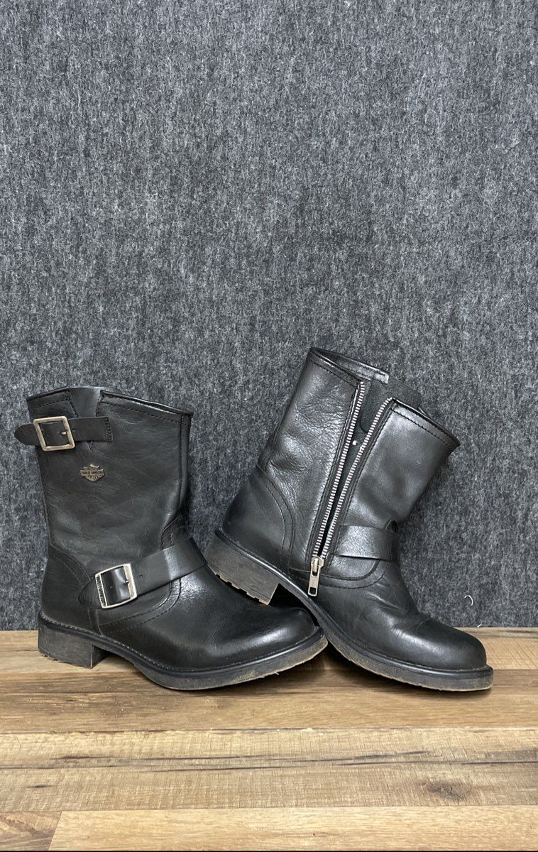 Harley-Davidson D83765 Black Leather Motorcycle Riding Boots Women's Size 7.5