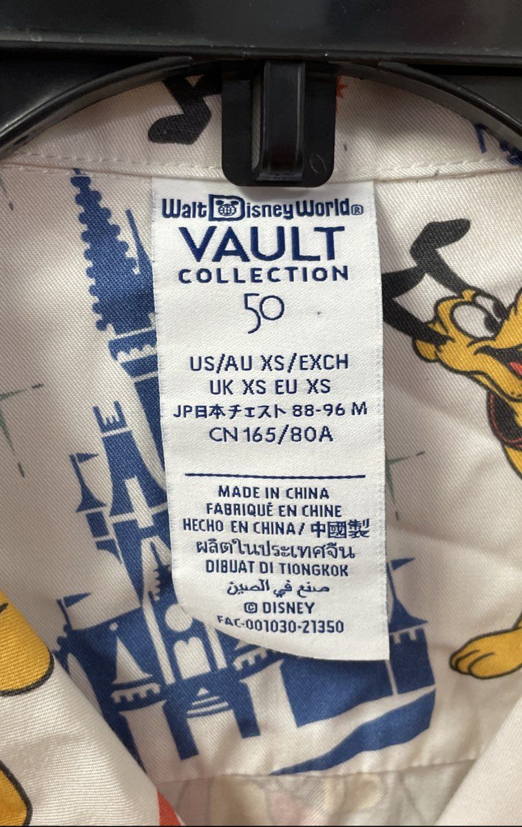 Walt Disney World 50th Anniversary Vault Collection Aloha Shirt White Mickey XS