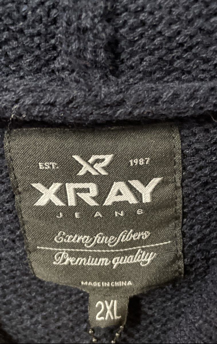 XRAY Men's Blue Pullover Hoodie Sweater Textured Knit Marl Sz 2XL NWT