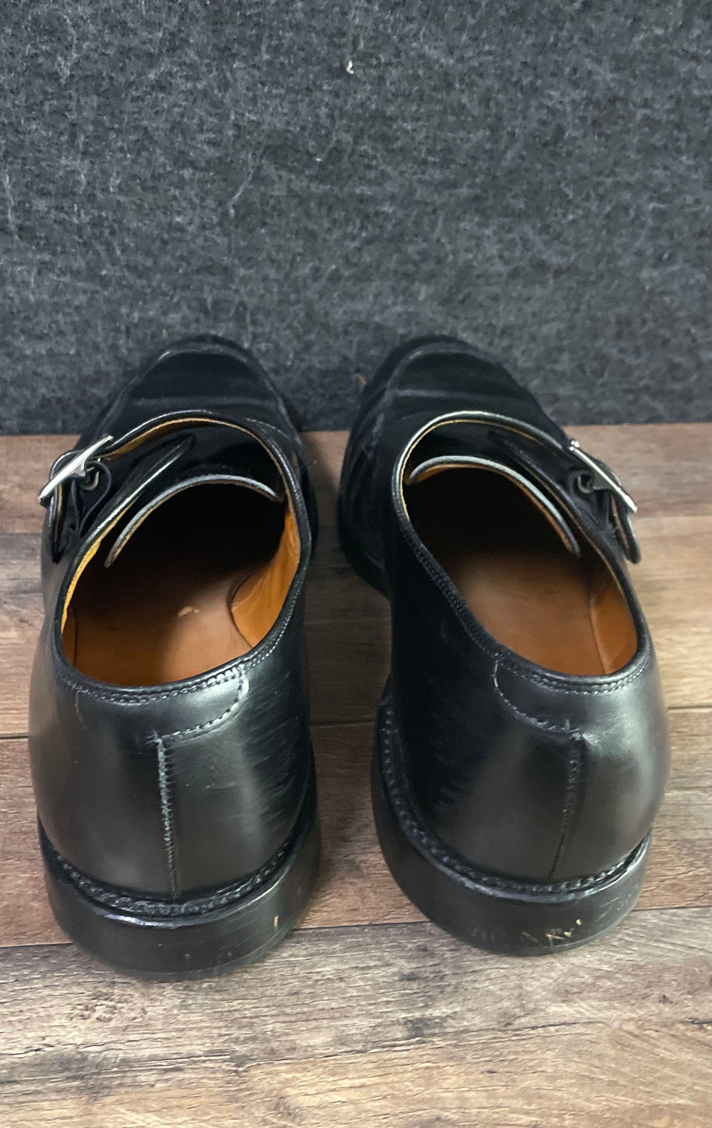 Allen Edmonds Fairfield Black Leather Single Monk Strap Apron Toe Shoes Size 11D