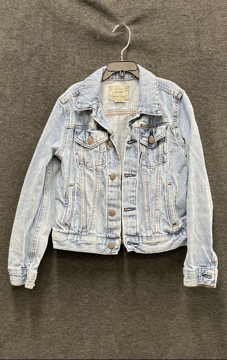 Polo Ralph Lauren Kids Light Wash Blue Cotton Denim Trucker Jacket Sz M (8-10)