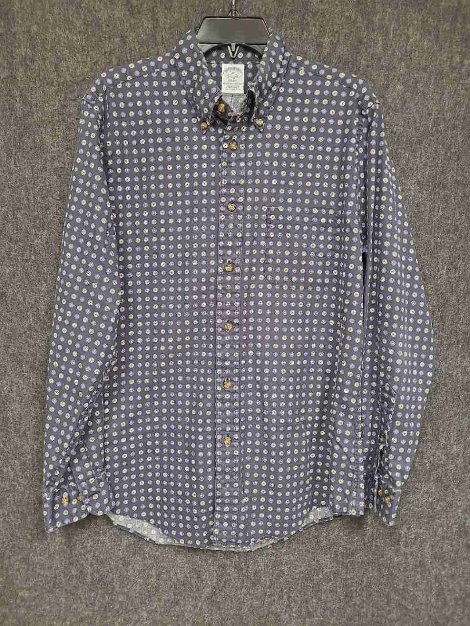 Brooks Brothers Men's Blue Geometric Supima Cotton Polo Shirt Size M