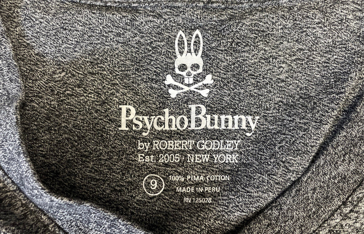 Psycho Bunny Men's Heather Gray V-Neck Pima Cotton T-Shirt Logo Sz 9