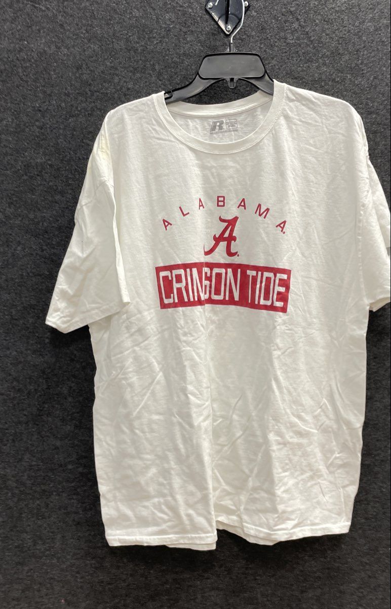 Alabama Crimson Tide T-Shirt Russell Athletic Graphic Logo White Sz 2XL