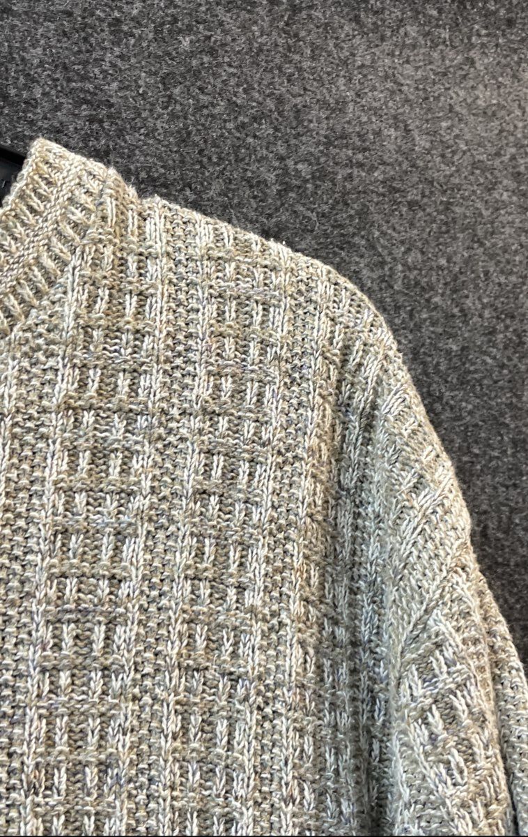 Vintage 90s Bill Blass Men's Gray Textured Knit Crewneck Sweater Sz XL USA Made