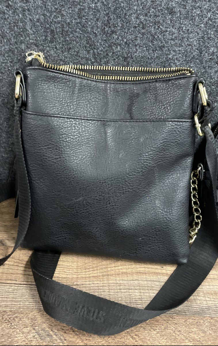 Steve Madden Black Embossed Logo Crossbody Handbag Purse Lot of 2